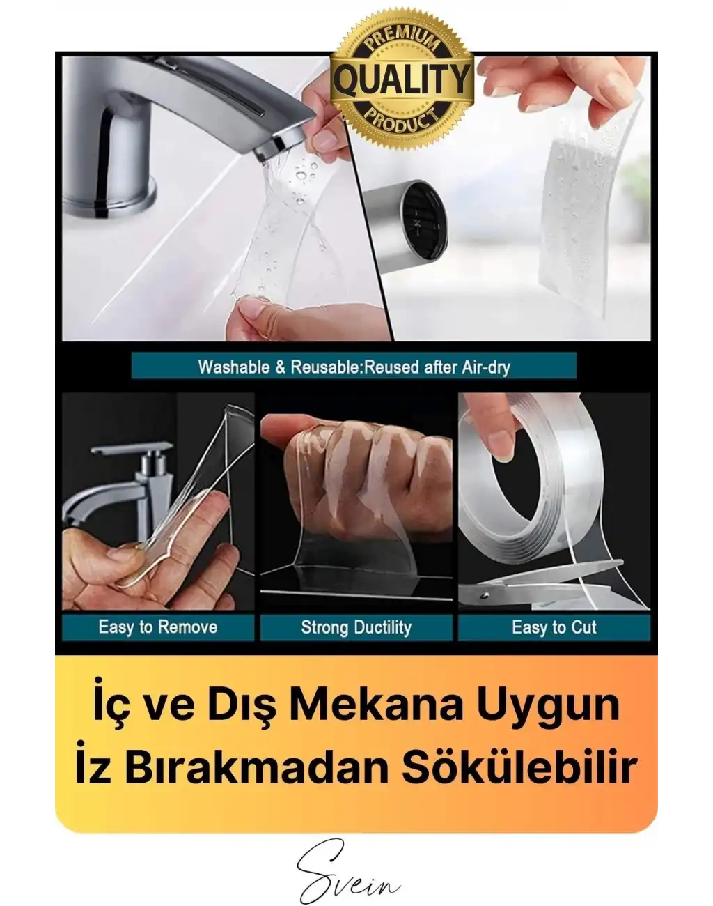 Premium Ekstra Güçlü Sızdırmaz Su Geçirmez Mutfak Lavabo Kenar Tamir Bandı Sakız Bant Çift Taraflı