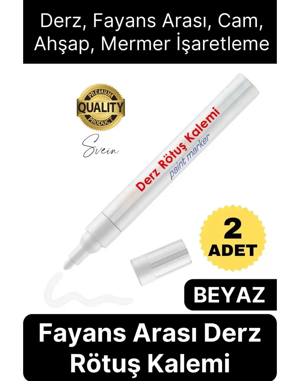 İkili Beyaz Derz Kalemi Fayans Arası Yenileme Rötuş Boya Dolgu Set Hızlı Kuruyan Kokusuz Kalıcı