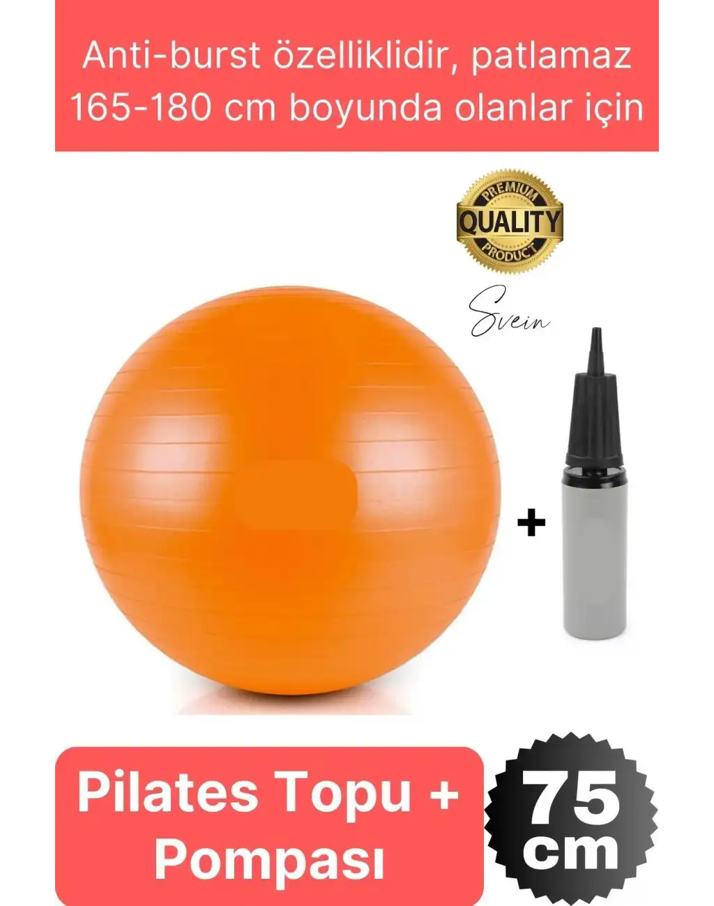 75 cm Yoga Pilates Topu ve Şişirme Pompası Hediye Denge Egzersiz Aerobik Jimnastik Reformer Spor Set