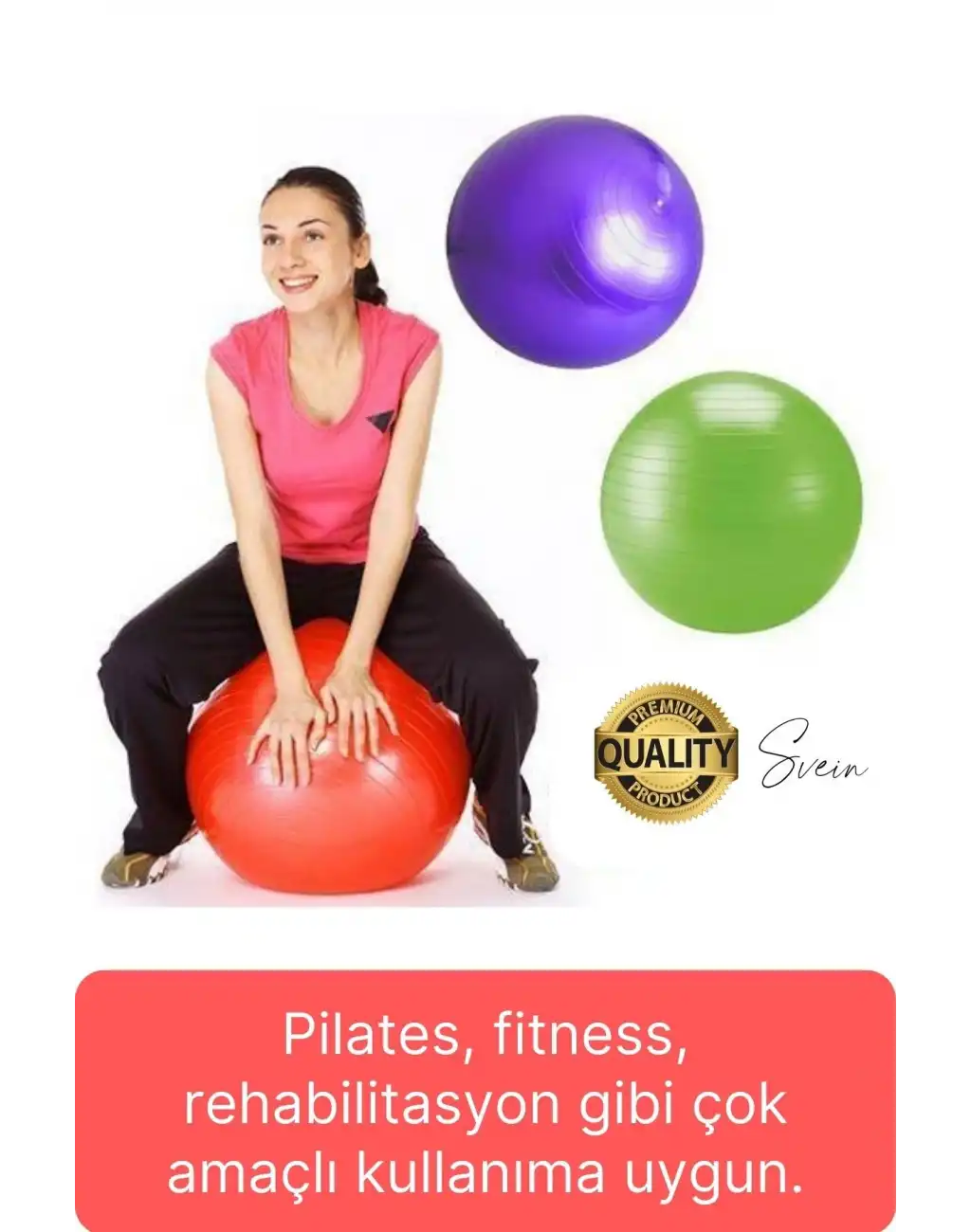 75 cm Yoga Pilates Topu ve Şişirme Pompası Hediye Denge Egzersiz Aerobik Jimnastik Reformer Spor Set