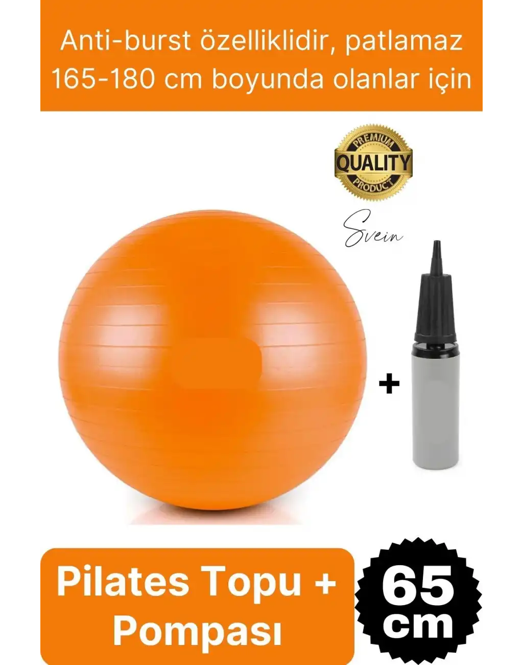 65 cm Yoga Pilates Topu ve Şişirme Pompası Hediye Denge Egzersiz Aerobik Jimnastik Reformer Spor Set