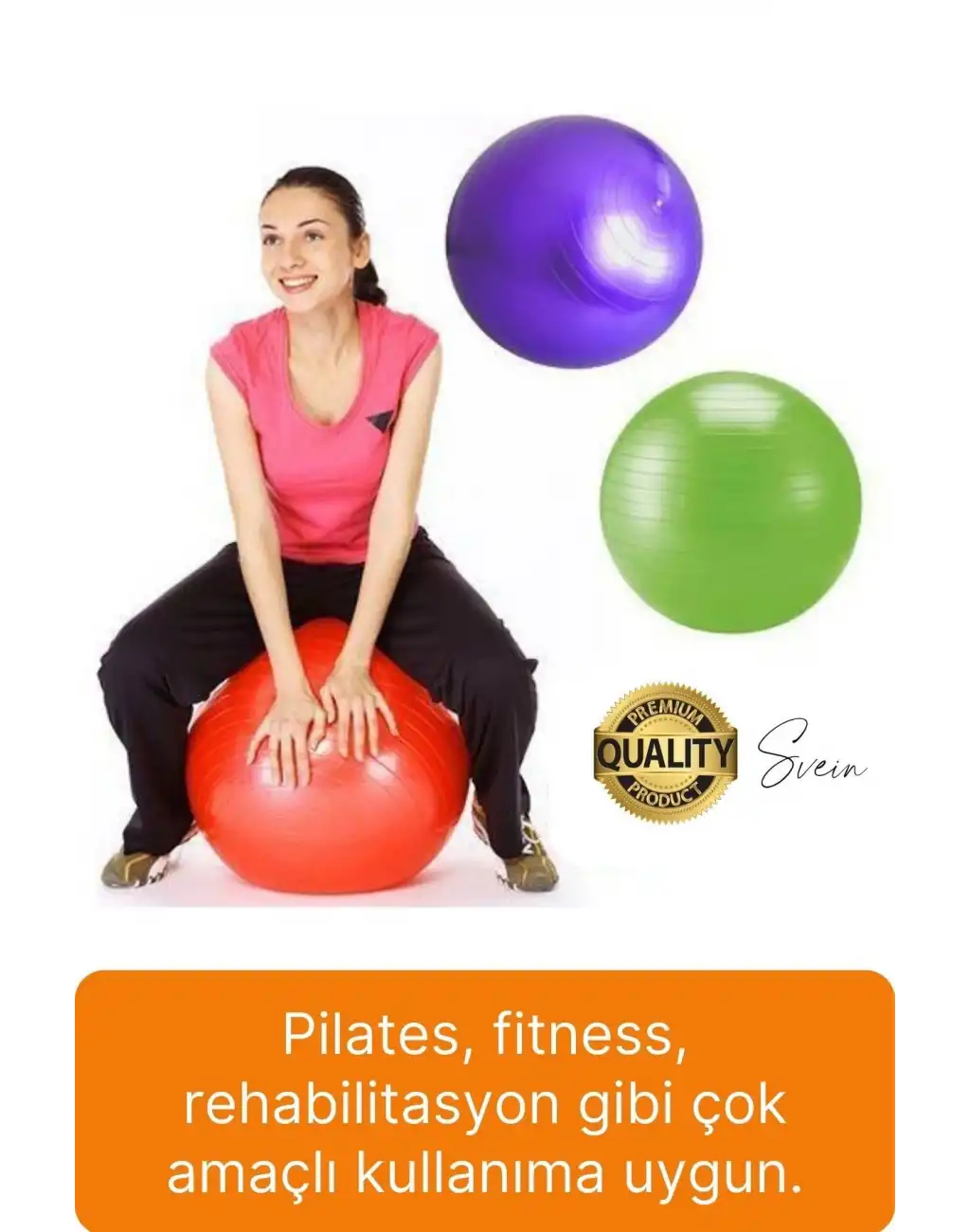 65 cm Yoga Pilates Topu ve Şişirme Pompası Hediye Denge Egzersiz Aerobik Jimnastik Reformer Spor Set