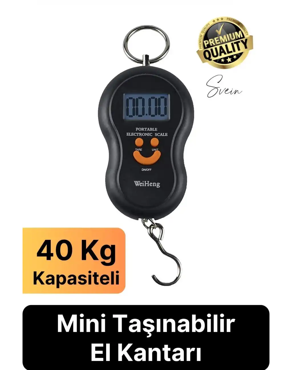 Premium Elektronik Çengelli Tartı El Kantarı Askı Mini Taşınabilir Terazi 40 kg Bagaj Ağırlık Ölçme