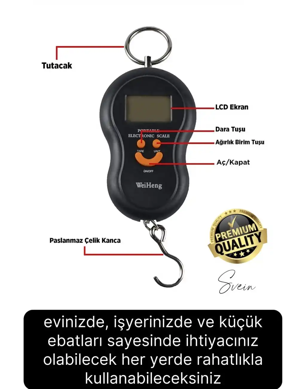 Premium Elektronik Çengelli Tartı El Kantarı Askı Mini Taşınabilir Terazi 40 kg Bagaj Ağırlık Ölçme