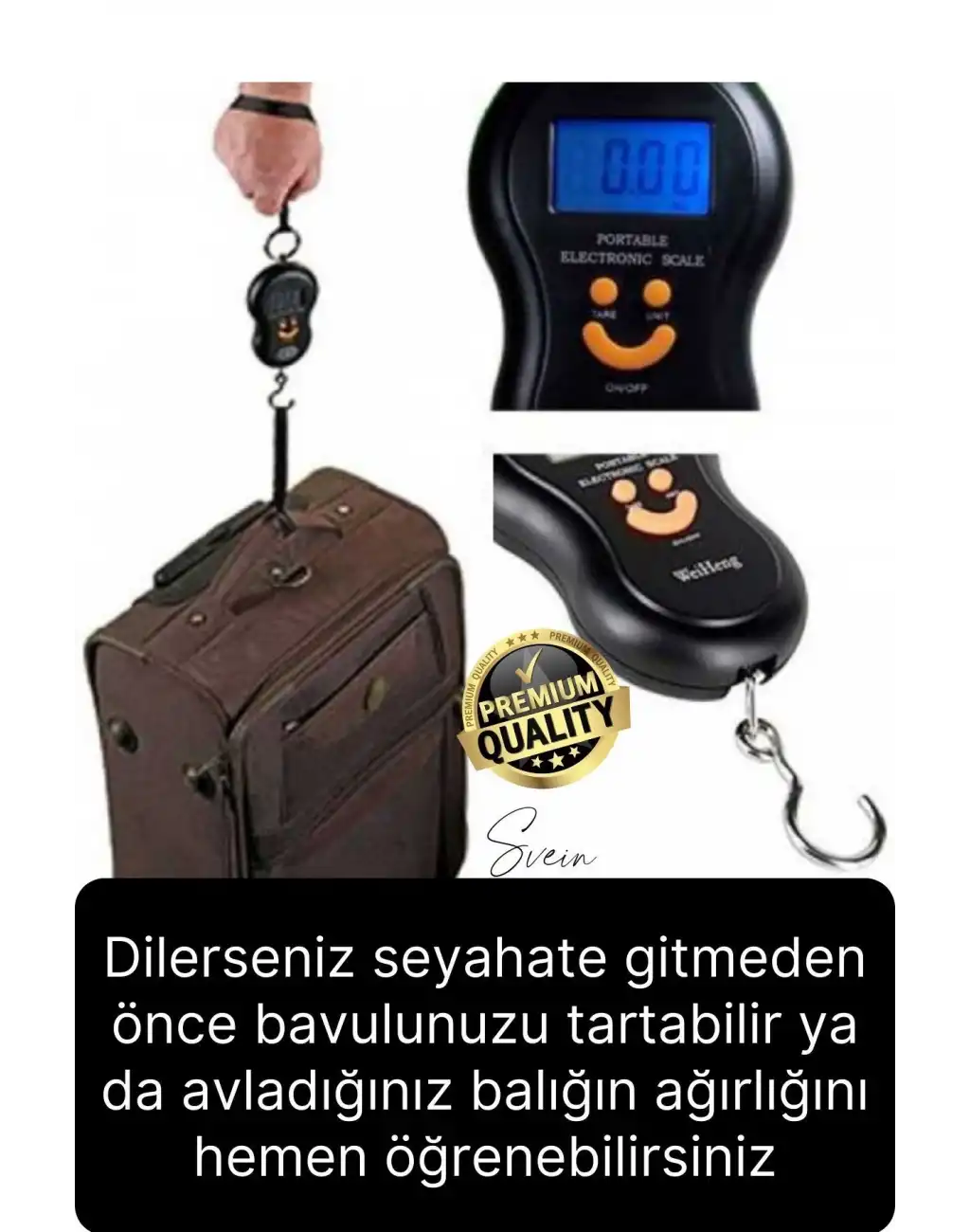 Premium Elektronik Çengelli Tartı El Kantarı Askı Mini Taşınabilir Terazi 40 kg Bagaj Ağırlık Ölçme