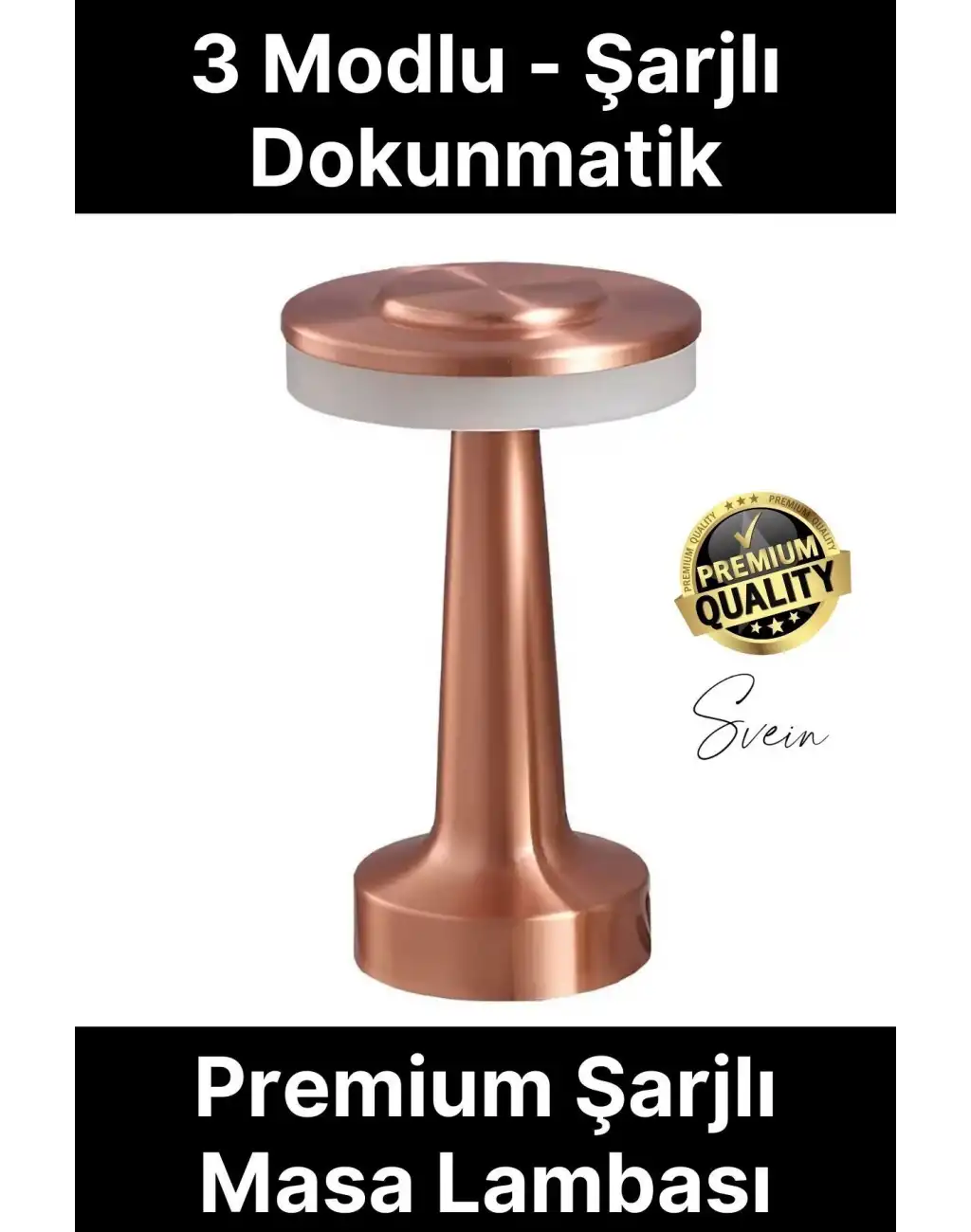 Premium Şarjlı Dokunmatik Masa Lambası 3 Renk Modlu Tasarruflu Abajur Ambians Dekoratif Klasik