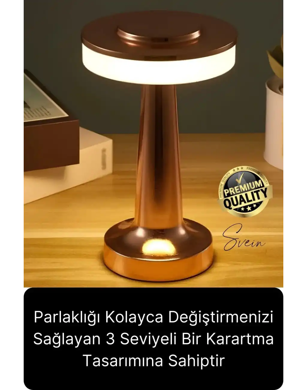 Premium Şarjlı Dokunmatik Masa Lambası 3 Renk Modlu Tasarruflu Abajur Ambians Dekoratif Klasik