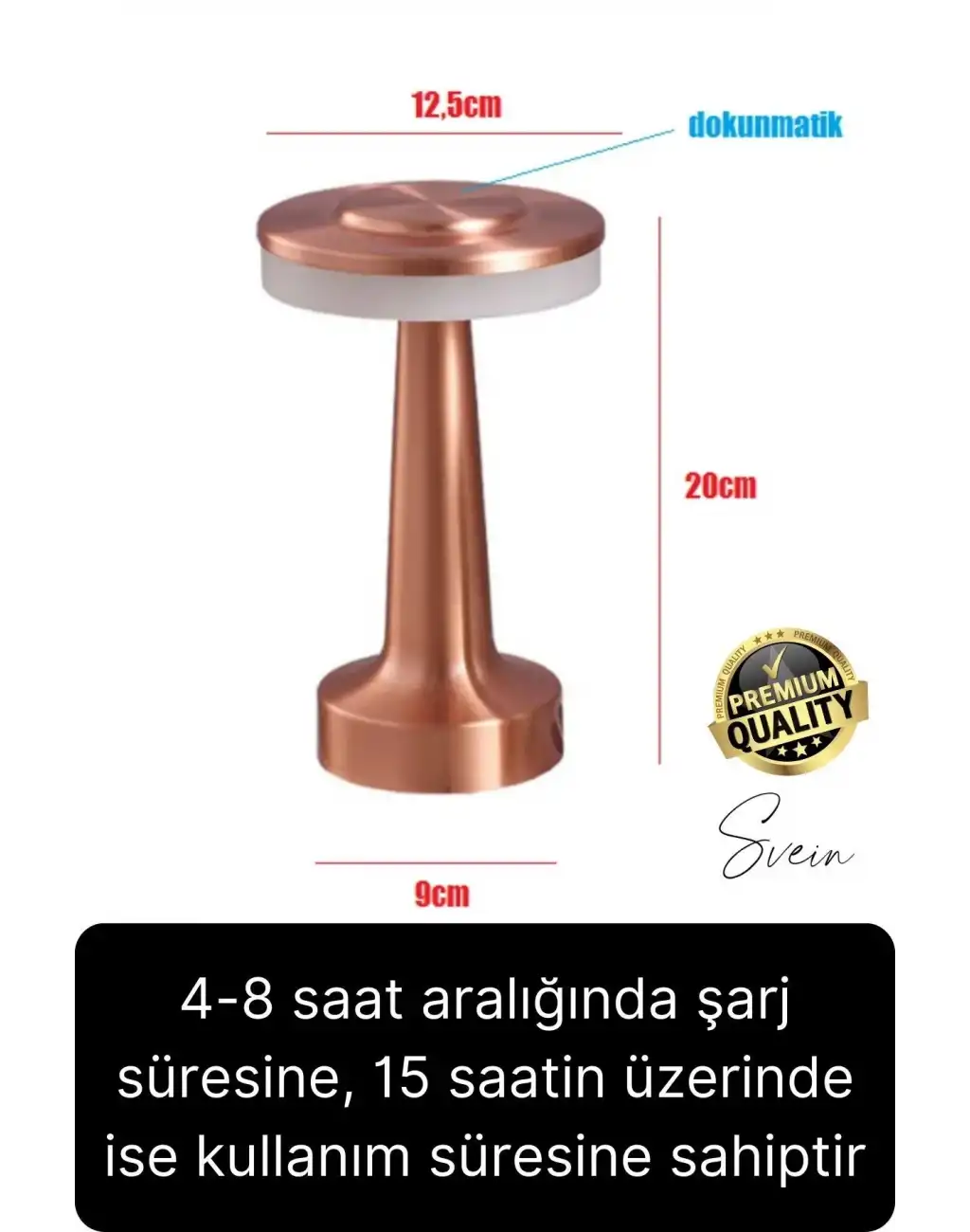 Premium Şarjlı Dokunmatik Masa Lambası 3 Renk Modlu Tasarruflu Abajur Ambians Dekoratif Klasik