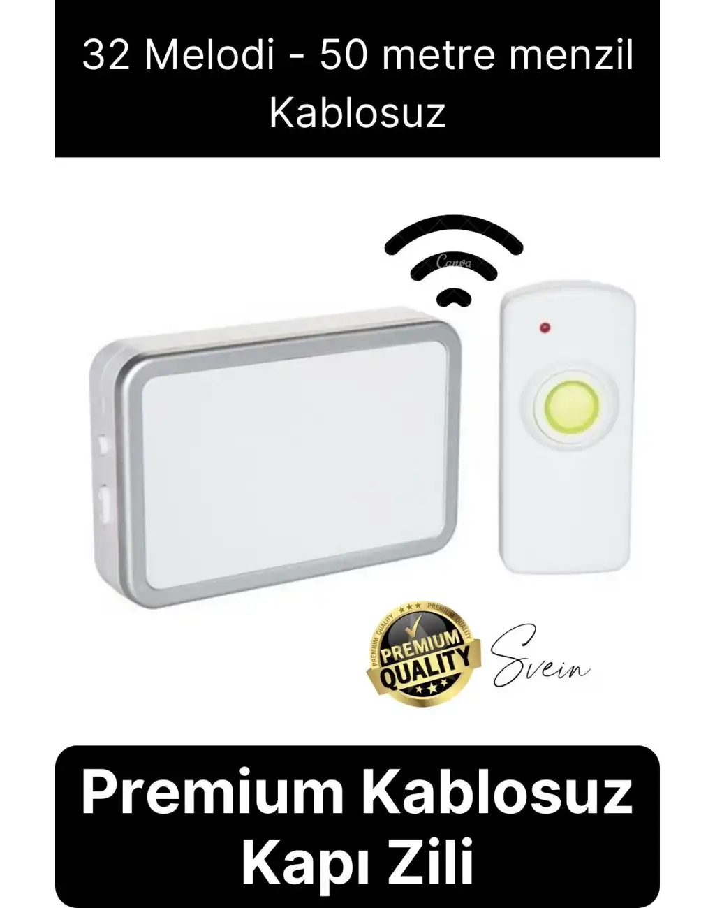 Premium Kablosuz Uzaktan Kumandalı Yüksek Sesli Uzun Mesafe Menzil Kapı Zili Ev Ofis Dükkan 50 metre