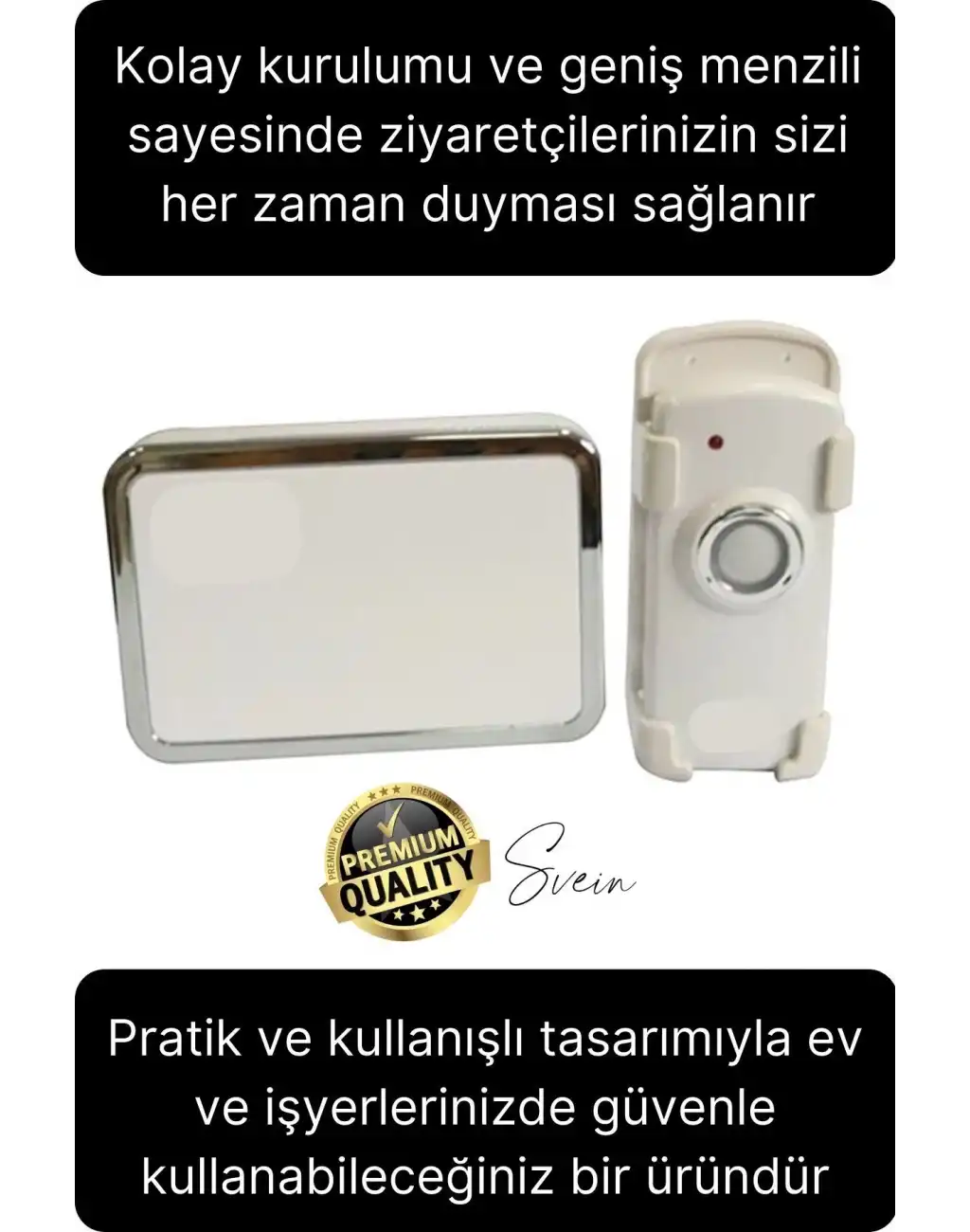 Premium Kablosuz Uzaktan Kumandalı Yüksek Sesli Uzun Mesafe Menzil Kapı Zili Ev Ofis Dükkan 50 metre