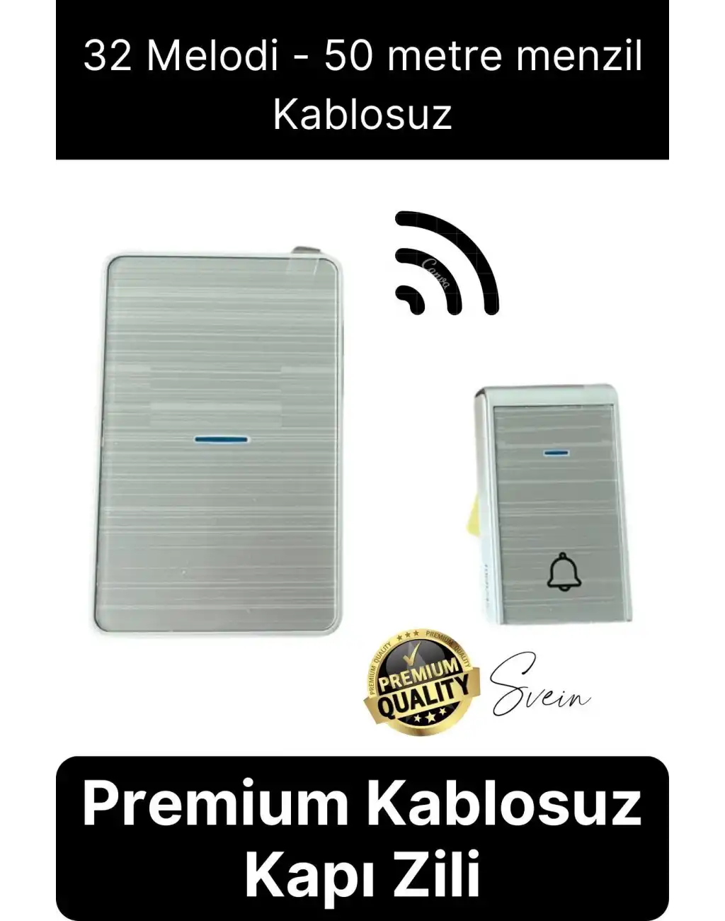 Lüks Kablosuz Uzaktan Kumandalı Yüksek Sesli Uzun Mesafe Menzil Kapı Zili Ev Ofis Dükkan 50 metre
