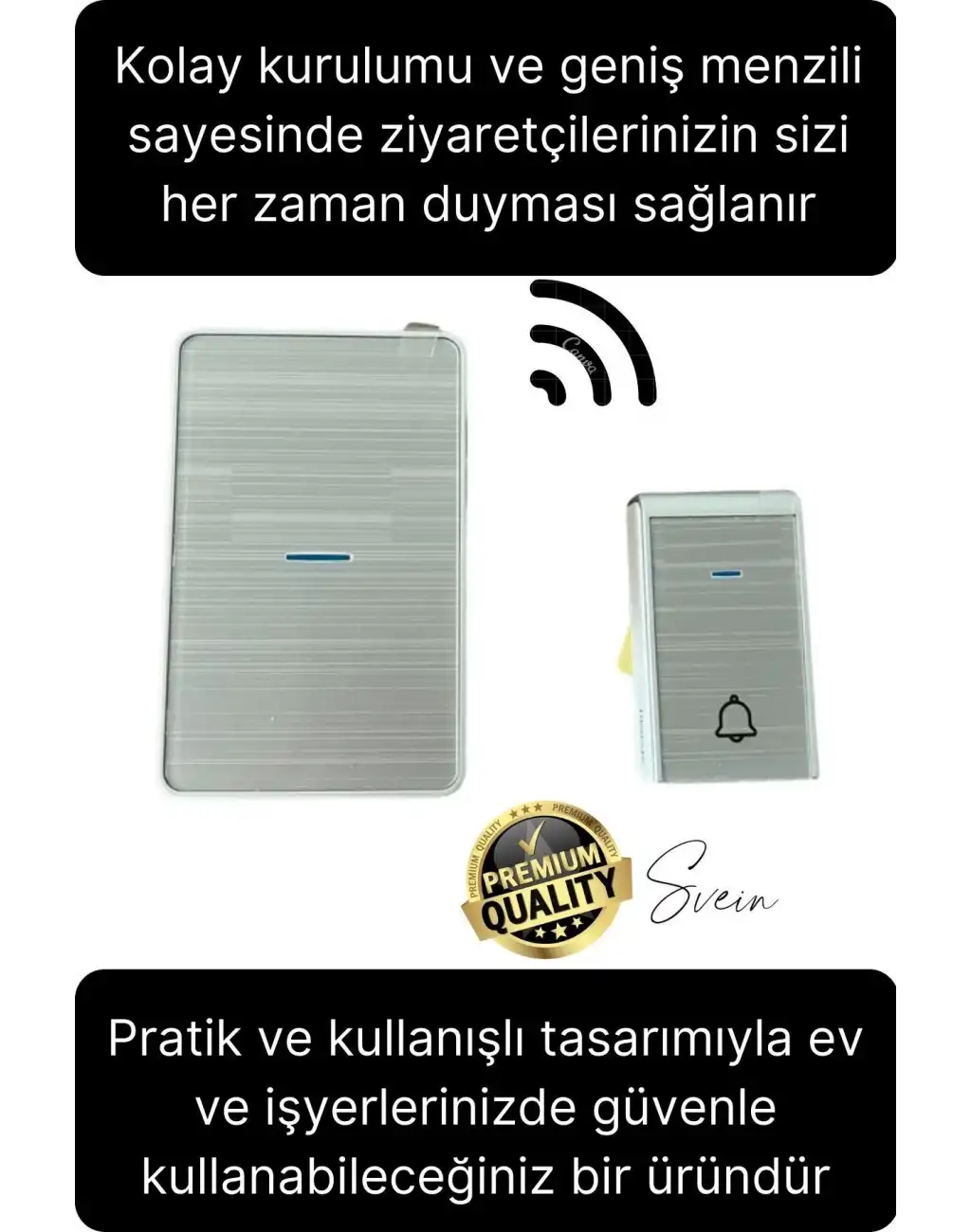 Lüks Kablosuz Uzaktan Kumandalı Yüksek Sesli Uzun Mesafe Menzil Kapı Zili Ev Ofis Dükkan 50 metre