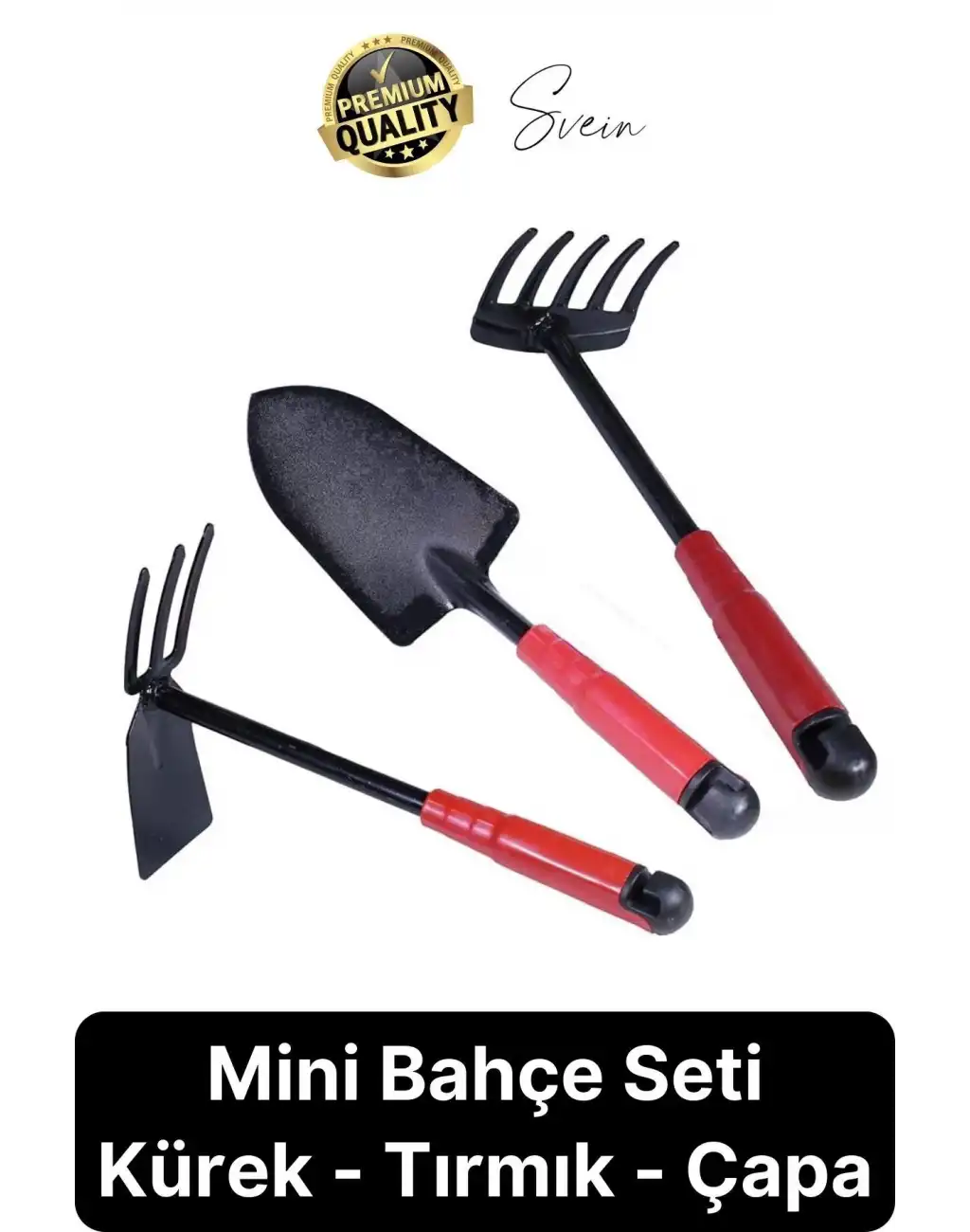 Premium 3lü Bahçe Seti Kürek Çapa Tırmık Meyve Sebze Bitki Ekim El Aleti Bağ Tarım Aracı Ekipmanı