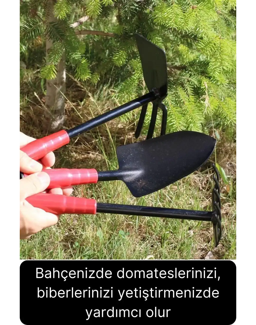 Premium 3lü Bahçe Seti Kürek Çapa Tırmık Meyve Sebze Bitki Ekim El Aleti Bağ Tarım Aracı Ekipmanı