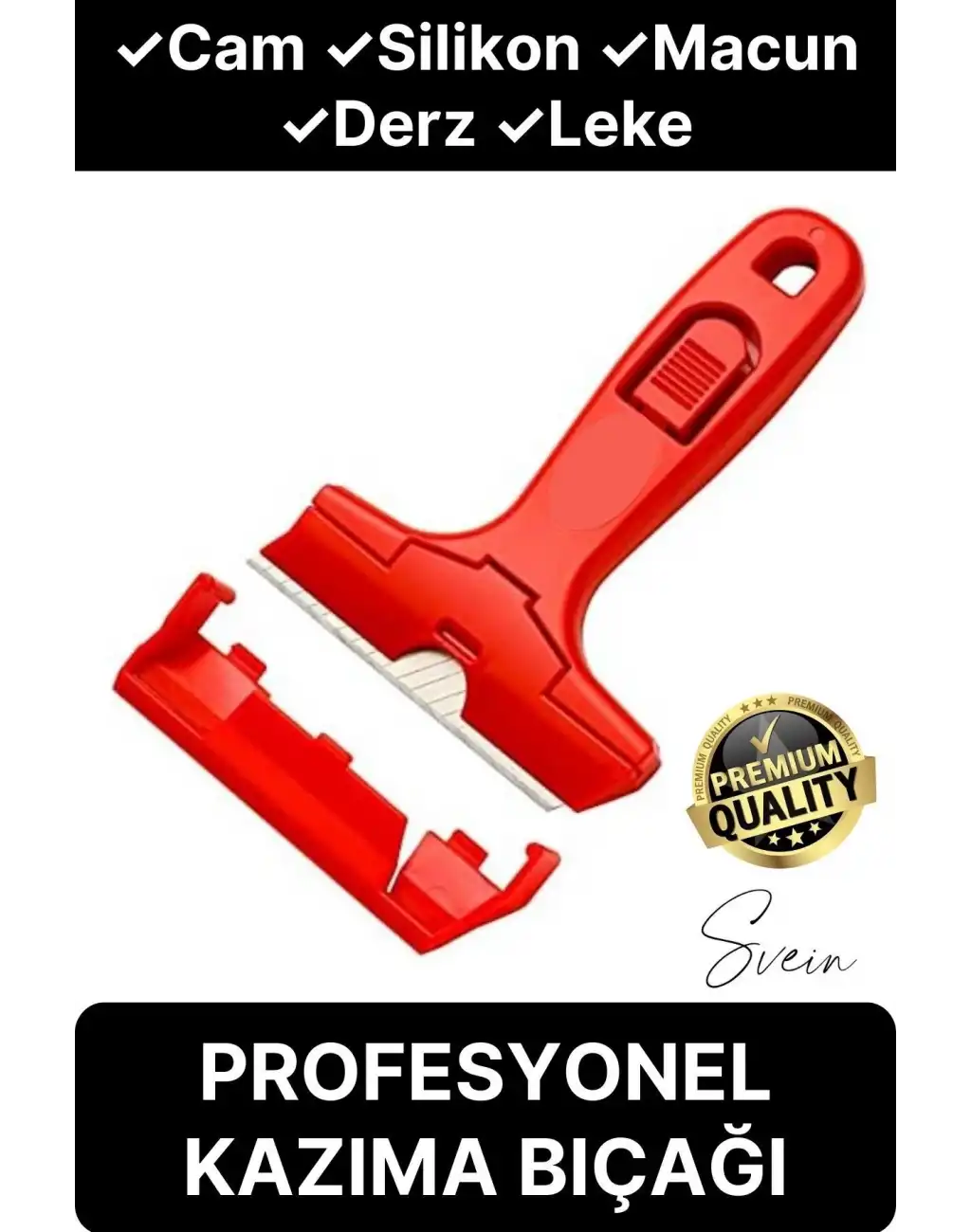 Premium Profesyonel Leke Macun Silikon Cam Derz Yapışkan Boya Sıva Kireç Etiket Sökücü Kazıma Bıçağı