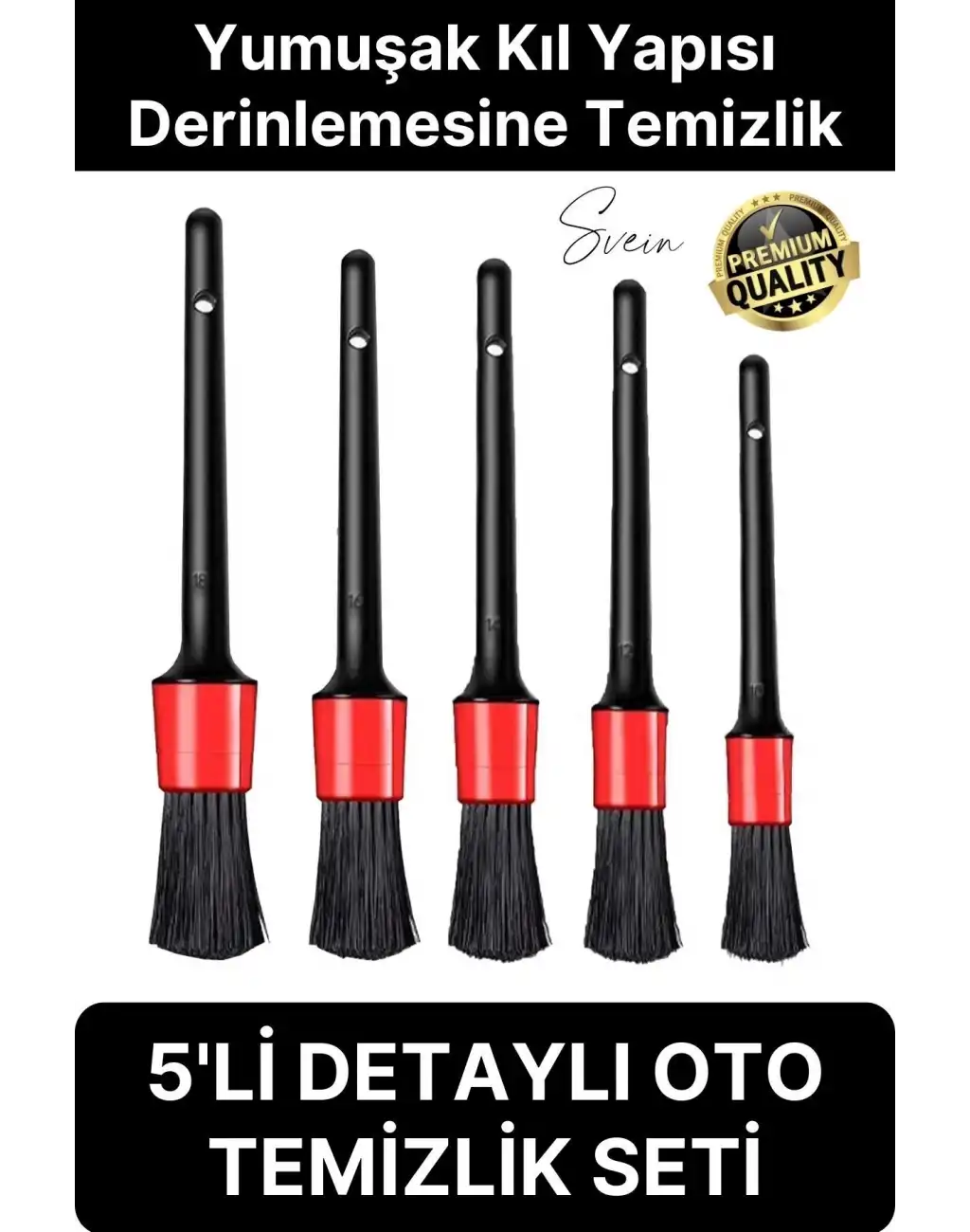 Premium 5 Parça Yumuşak Kıllı Temizleme Fırçası Detaylı Otomobil İç Araç Temizlik Seti Sökücü Bakım