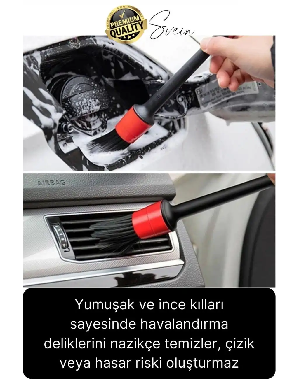 Premium 5 Parça Yumuşak Kıllı Temizleme Fırçası Detaylı Otomobil İç Araç Temizlik Seti Sökücü Bakım