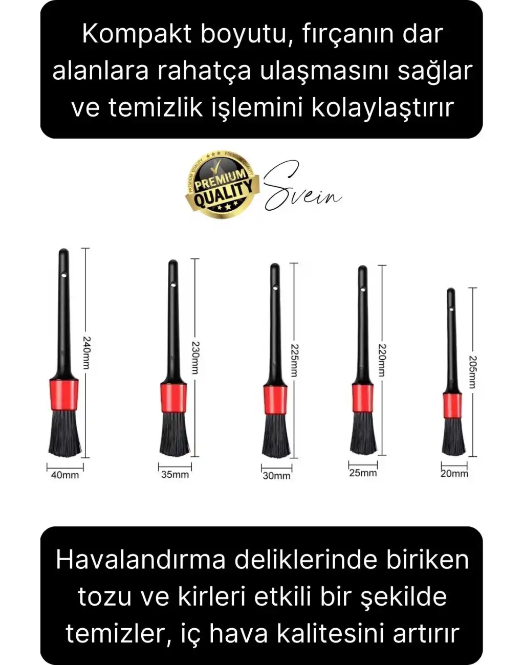 Premium 5 Parça Yumuşak Kıllı Temizleme Fırçası Detaylı Otomobil İç Araç Temizlik Seti Sökücü Bakım