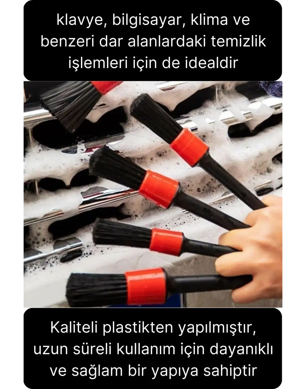 Premium 5 Parça Yumuşak Kıllı Temizleme Fırçası Detaylı Otomobil İç Araç Temizlik Seti Sökücü Bakım