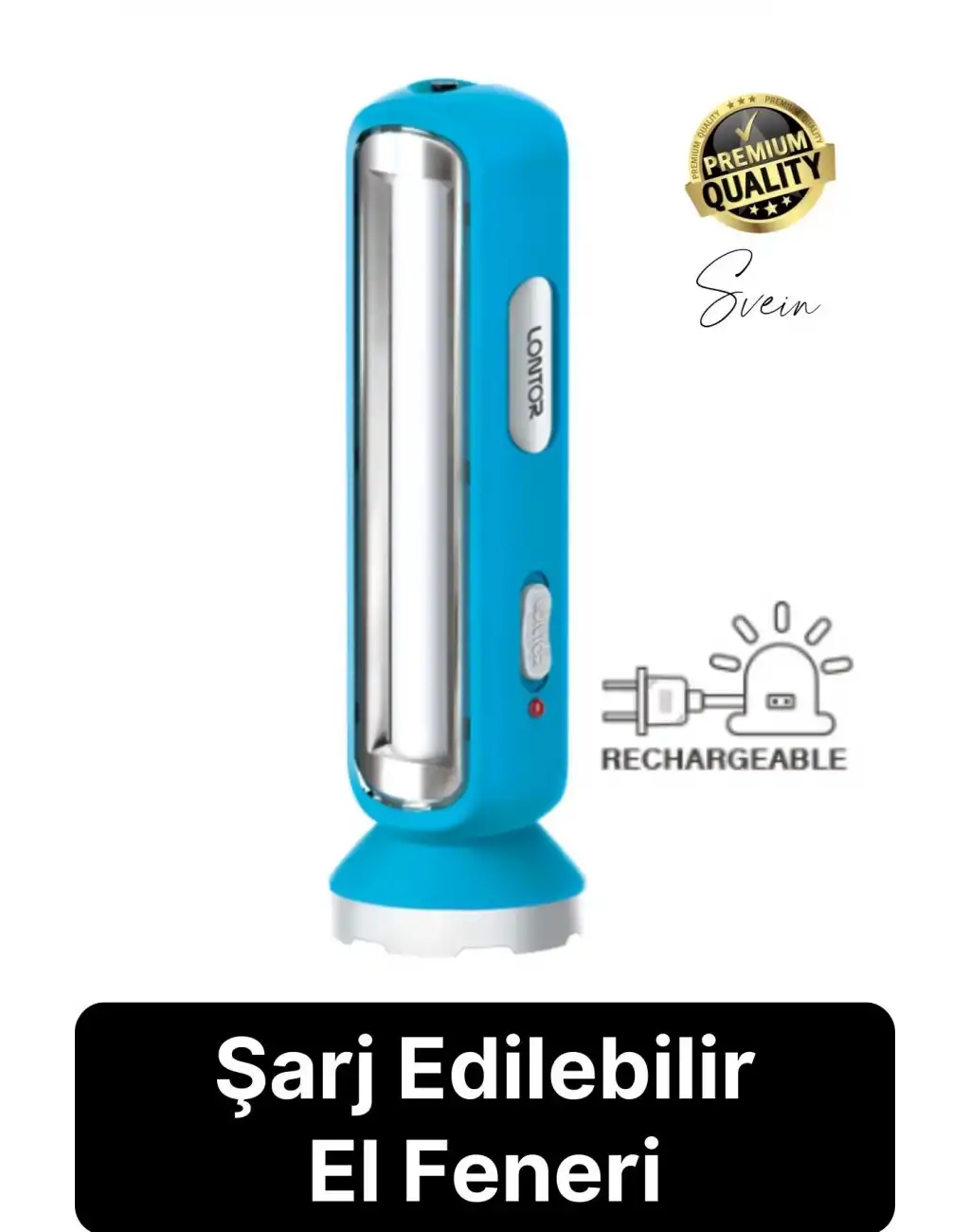 Premium Şarjlı 16 SMD Ledli 2 Kademeli Işıldak El Feneri Yüksek Aydınlatma Fonksiyonel Kamp Piknik