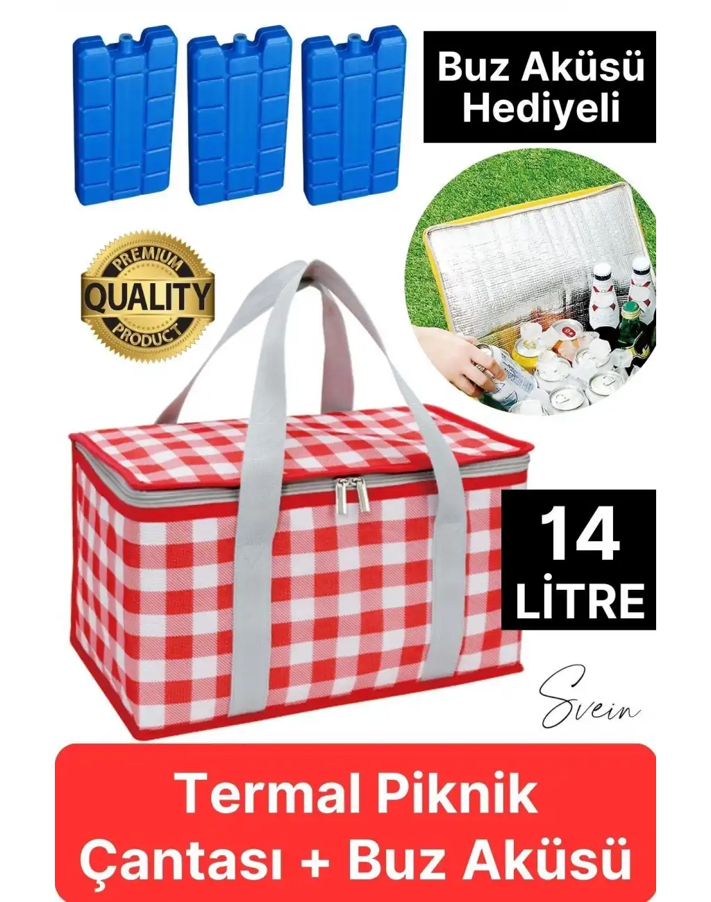 Premium Soğuk Sıcak Termal Piknik Kamp Çantası Yemek Taşıma Yalıtımlı Piknik Termos Buz Aküsü Hediye