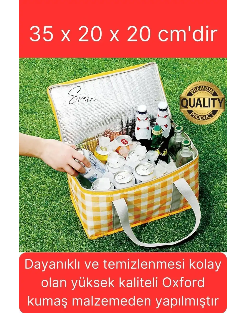 Premium Soğuk Sıcak Termal Piknik Kamp Çantası Yemek Taşıma Yalıtımlı Piknik Termos Buz Aküsü Hediye