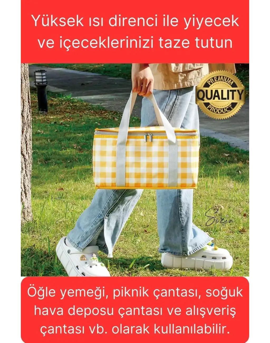 Premium Soğuk Sıcak Termal Piknik Kamp Çantası Yemek Taşıma Yalıtımlı Piknik Termos Buz Aküsü Hediye