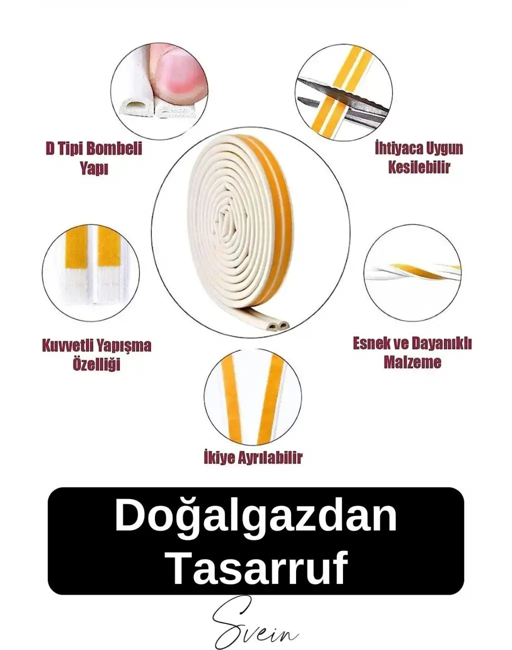 #Fitil Premium Kapı Pencere Soğuk Toz Geçirmez İzolasyon Fitili Kendinden Yapışkanlı Isı Yalıtım 2x5=10 mt