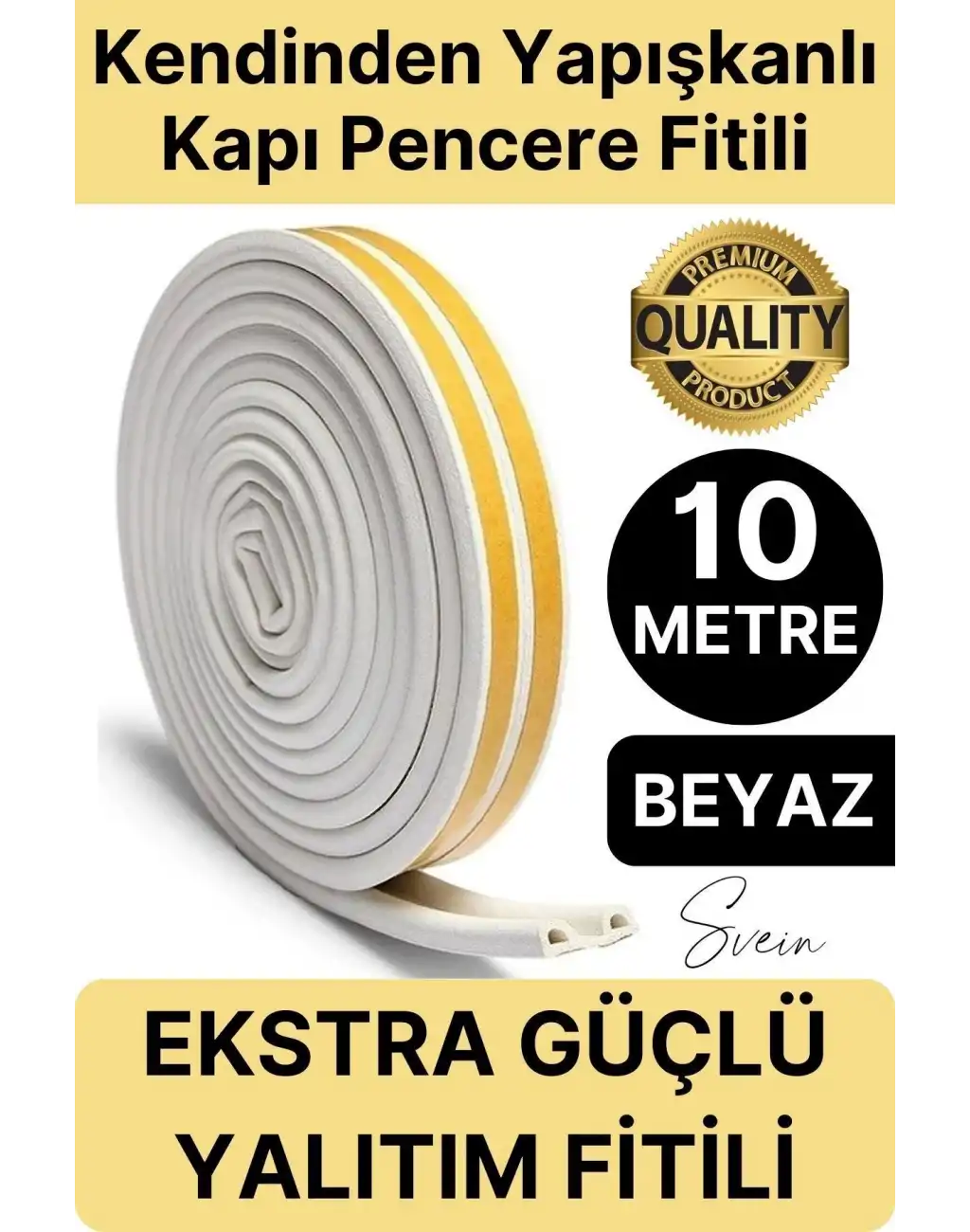 Premium Kapı Pencere Soğuk Toz Sızdırmaz İzolasyon Fitili Kendinden Yapışkanlı Isı Yalıtım 2x5=10 mt