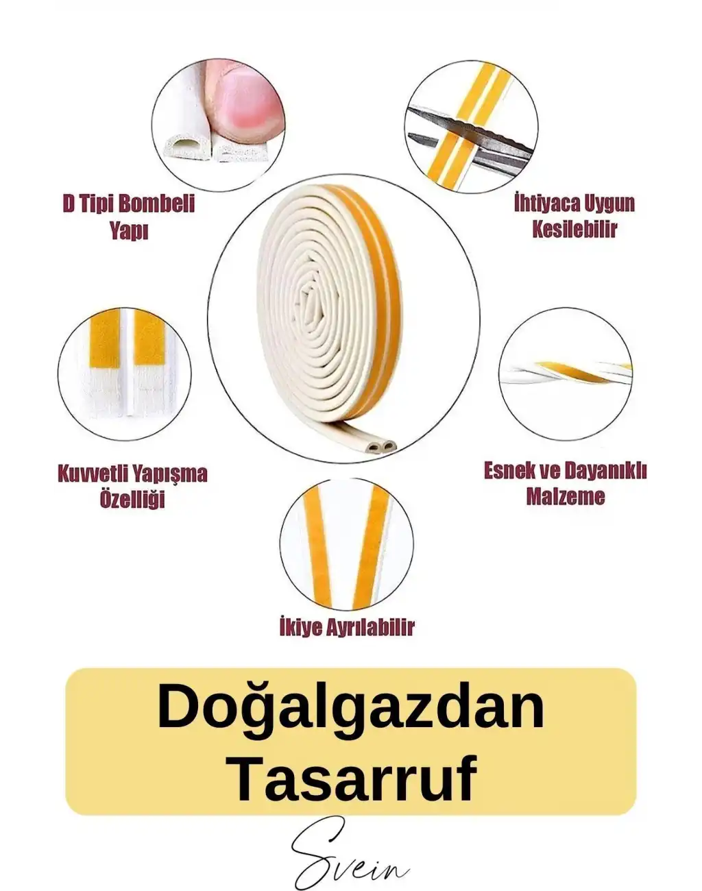 Premium Kapı Pencere Soğuk Toz Sızdırmaz İzolasyon Fitili Kendinden Yapışkanlı Isı Yalıtım 2x5=10 mt