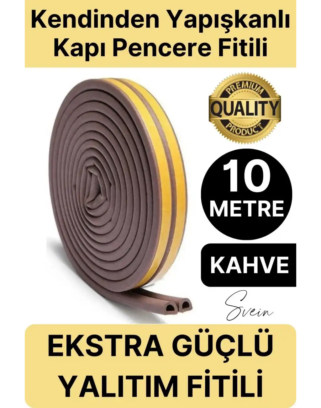 Premium Kapı Pencere Soğuk Toz Sızdırmaz İzolasyon Fitili Kendinden Yapışkanlı Isı Yalıtım 2x5=10 mt
