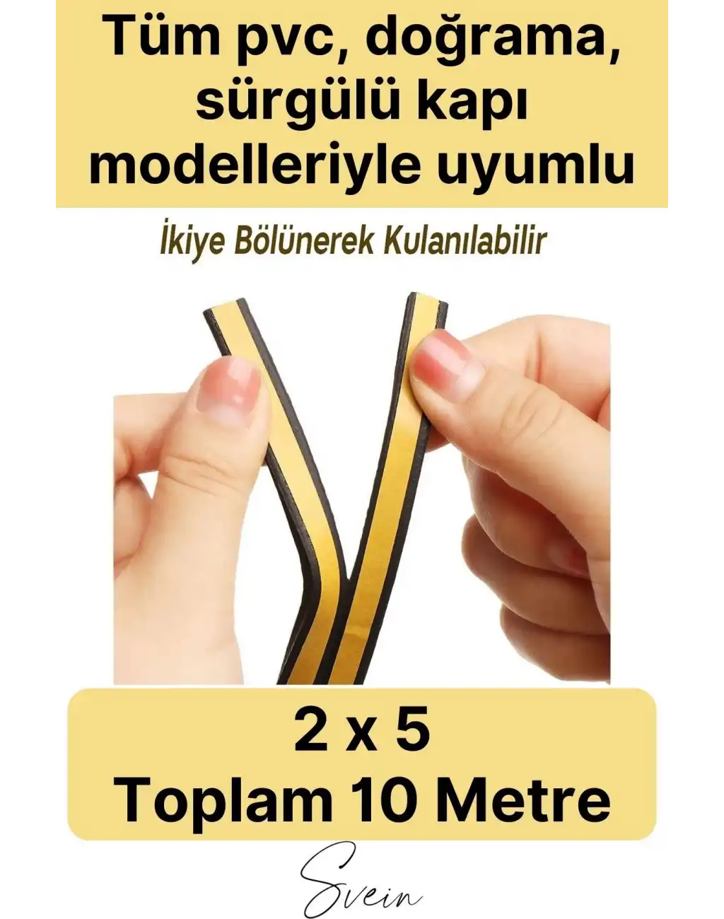 Premium Kapı Pencere Soğuk Toz Sızdırmaz İzolasyon Fitili Kendinden Yapışkanlı Isı Yalıtım 2x5=10 mt