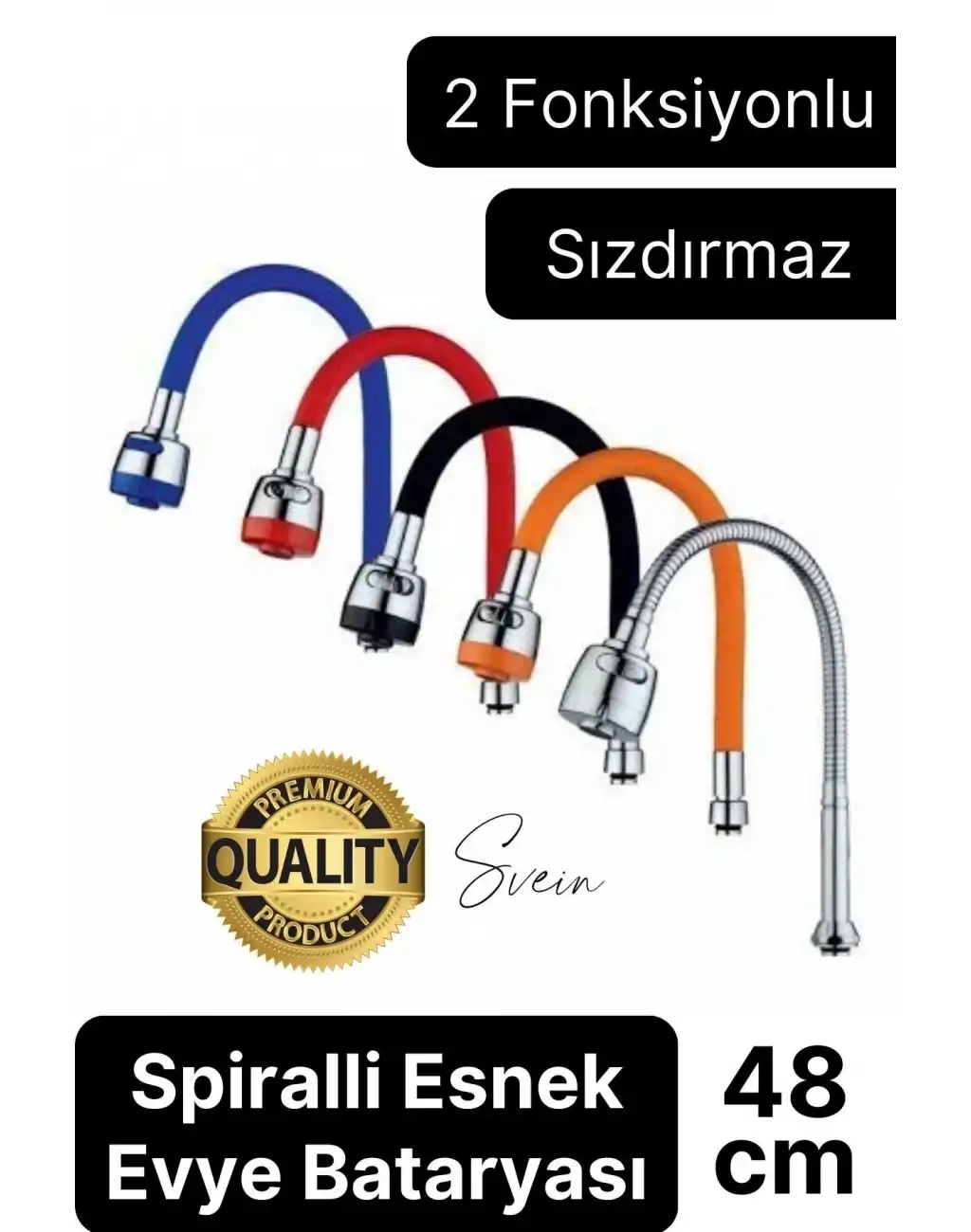 Premium Esnek Spiralli Akrobat Fonksiyonel Batarya Lavabo Musluk Borusu Evye Ayarlanabilir Kademeli