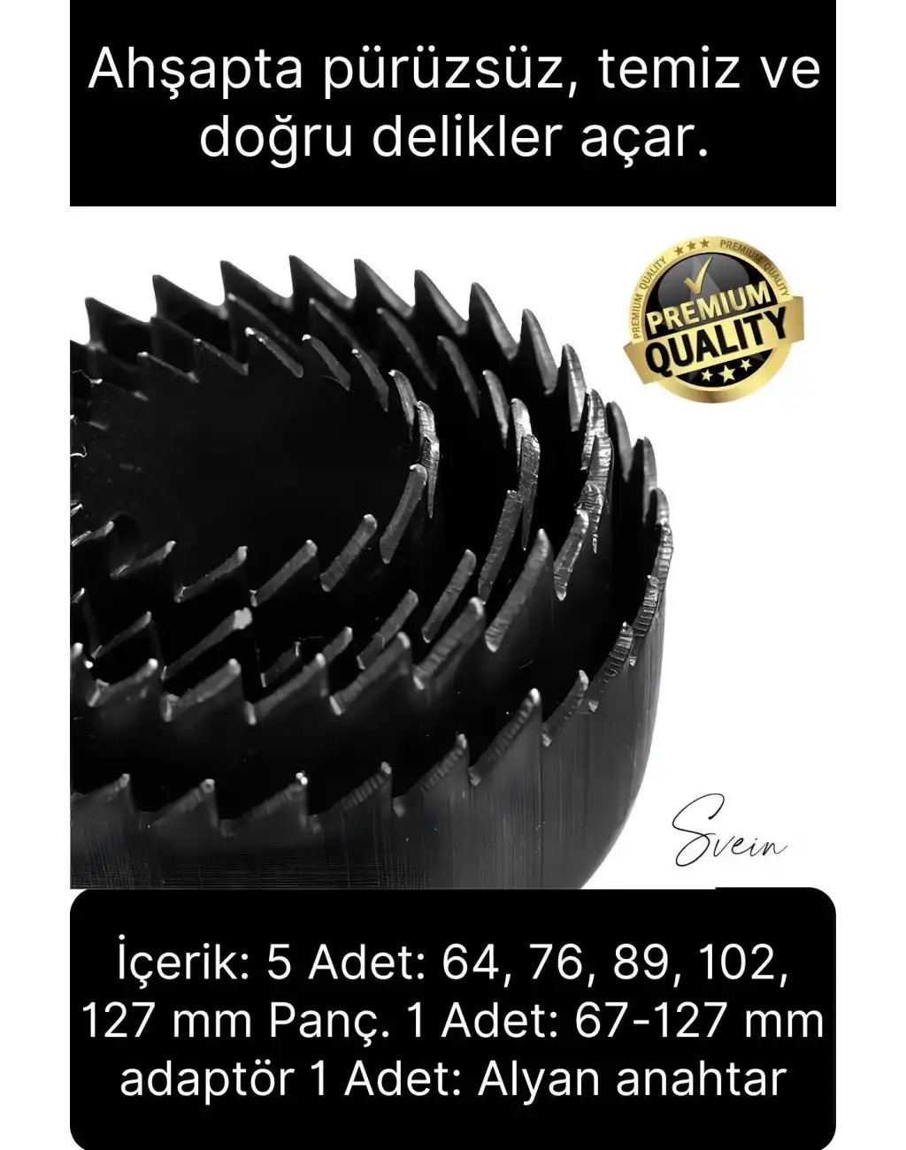 Premium Kalite 8 Parça Buat Delik Açma Testeresi Panç Seti Alçıpan Kartonpiyer Mobilya Ahşap Mdf