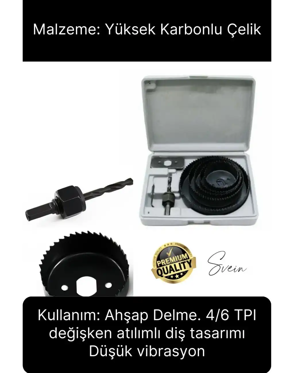 Premium Kalite 8 Parça Buat Delik Açma Testeresi Panç Seti Alçıpan Kartonpiyer Mobilya Ahşap Mdf