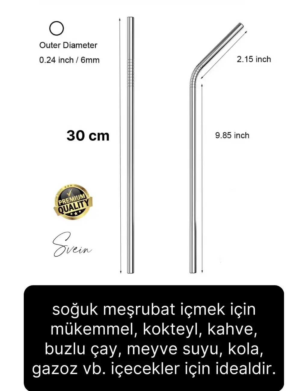 4 Adet Paslanmaz Çelik Pipet Yeniden Kullanılabilir Metal Temizleme Fırçası Meşrubat İçecek