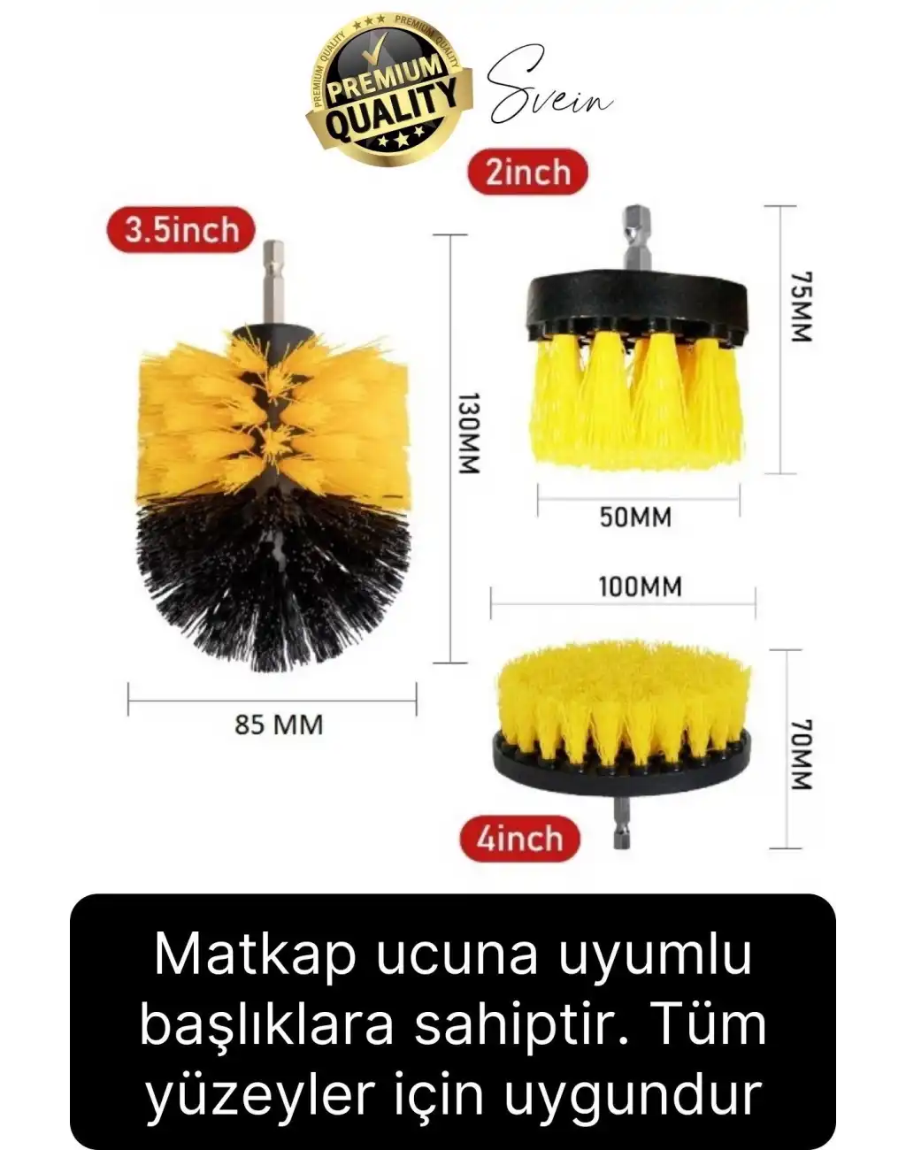 Premium 3lü Matkap Ucu Temizleme Fırça Seti Jant Fayans Mermer Küvet Koltuk Çok Amaçlı Temizlik