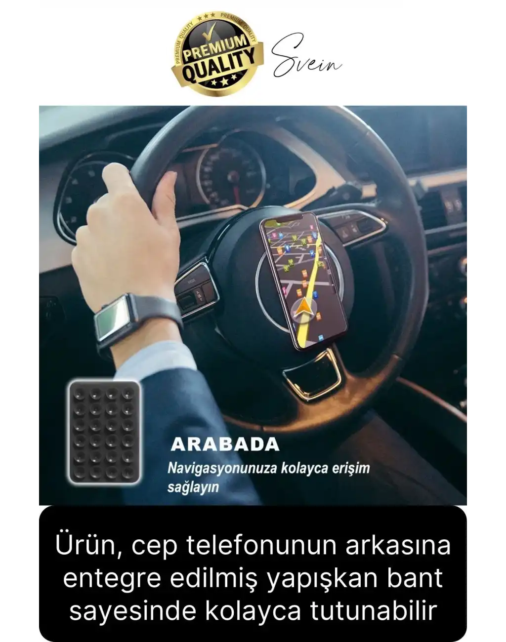 Vantuzlu Pratik Otomobil Araba Torpido Cep Telefonu Sabitleme Pedi Tutucu Güçlü Sağlam Motosiklet