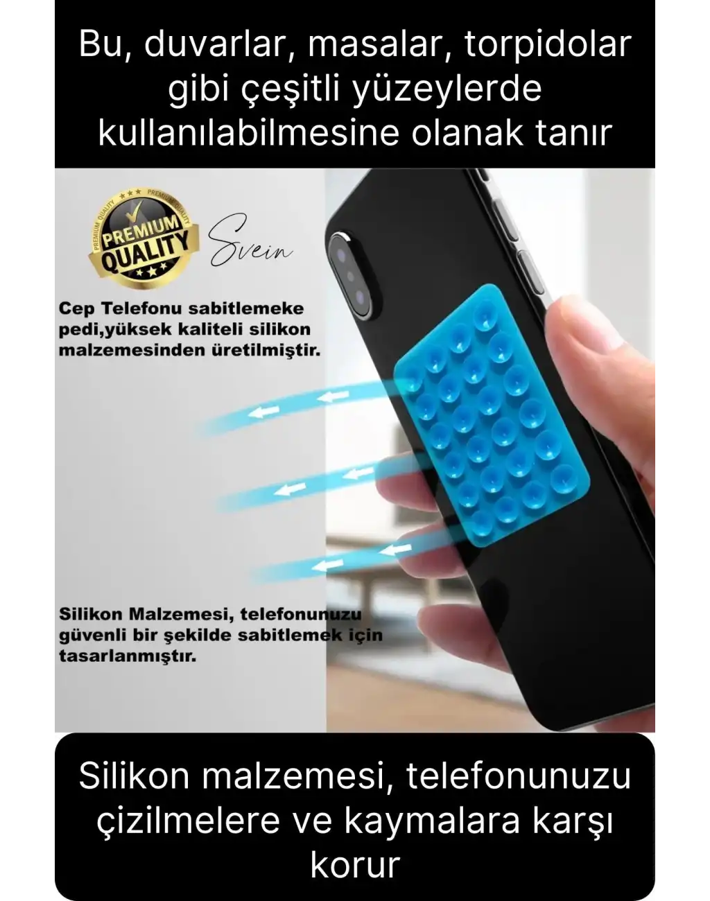 Vantuzlu Pratik Otomobil Araba Torpido Cep Telefonu Sabitleme Pedi Tutucu Güçlü Sağlam Motosiklet