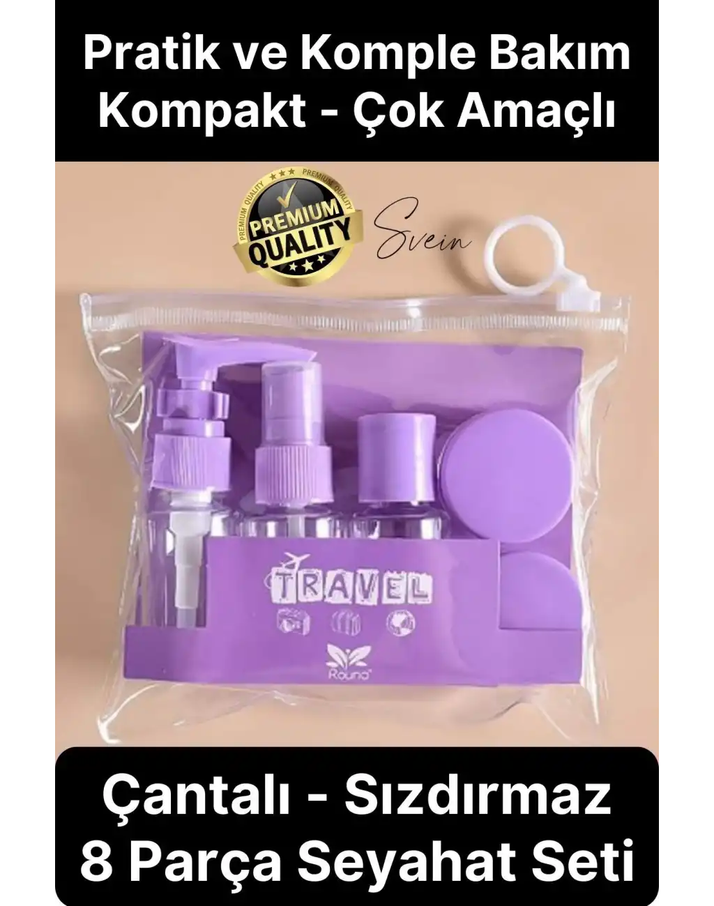 Deluxe 8 Parça Seyahat Banyo Seti Temizlik Şampuan Şişesi Sızdırmaz Çok Amaçlı Doldurulabilir Krem