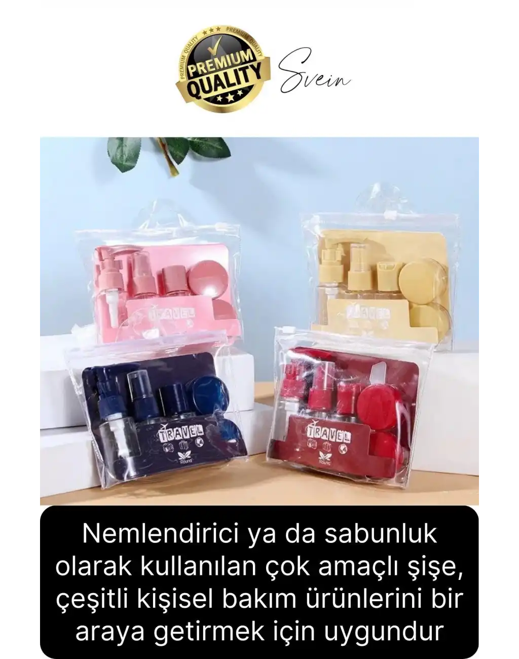 Deluxe 8 Parça Seyahat Banyo Seti Temizlik Şampuan Şişesi Sızdırmaz Çok Amaçlı Doldurulabilir Krem