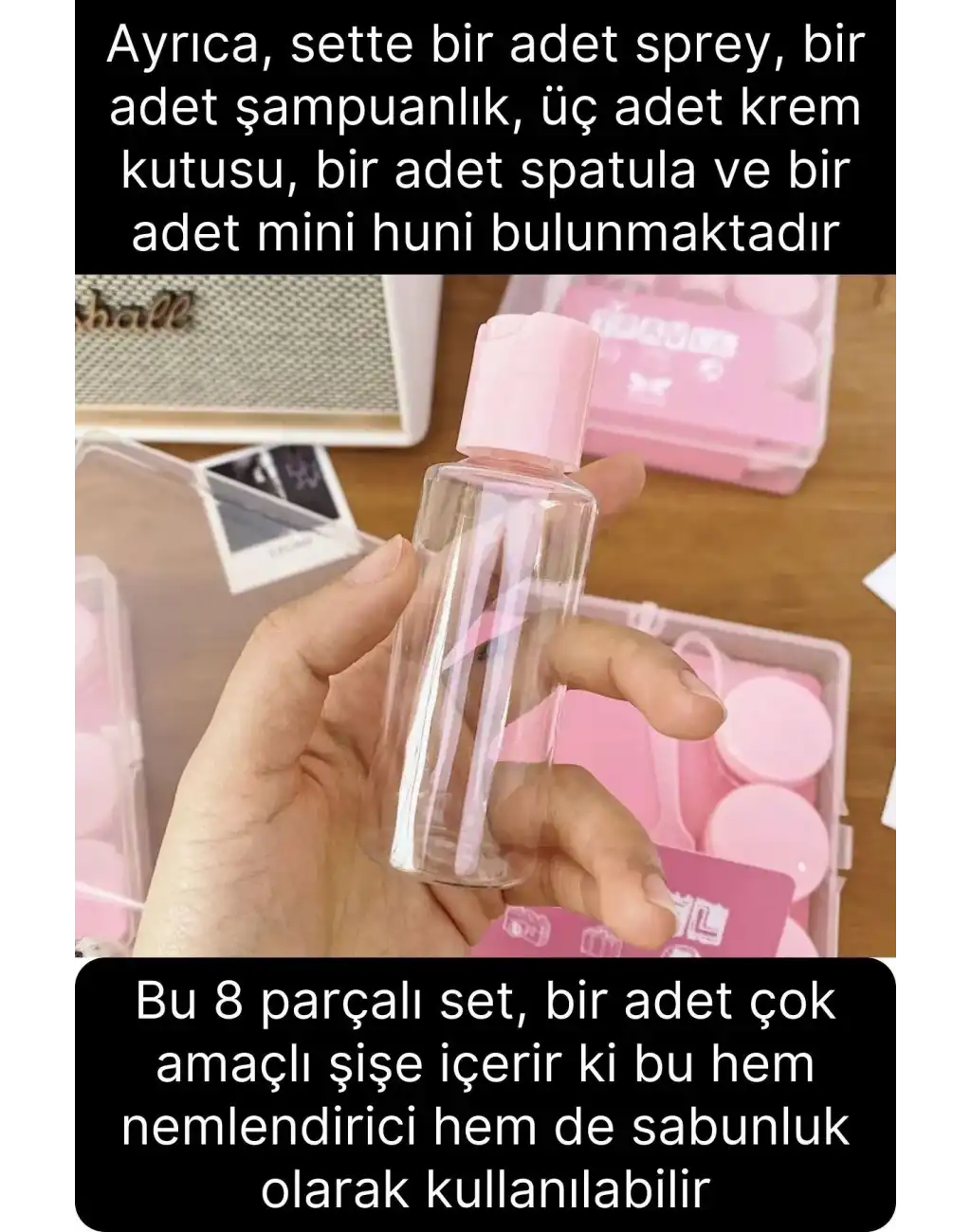 Deluxe 8 Parça Seyahat Banyo Seti Temizlik Şampuan Şişesi Sızdırmaz Çok Amaçlı Doldurulabilir Krem