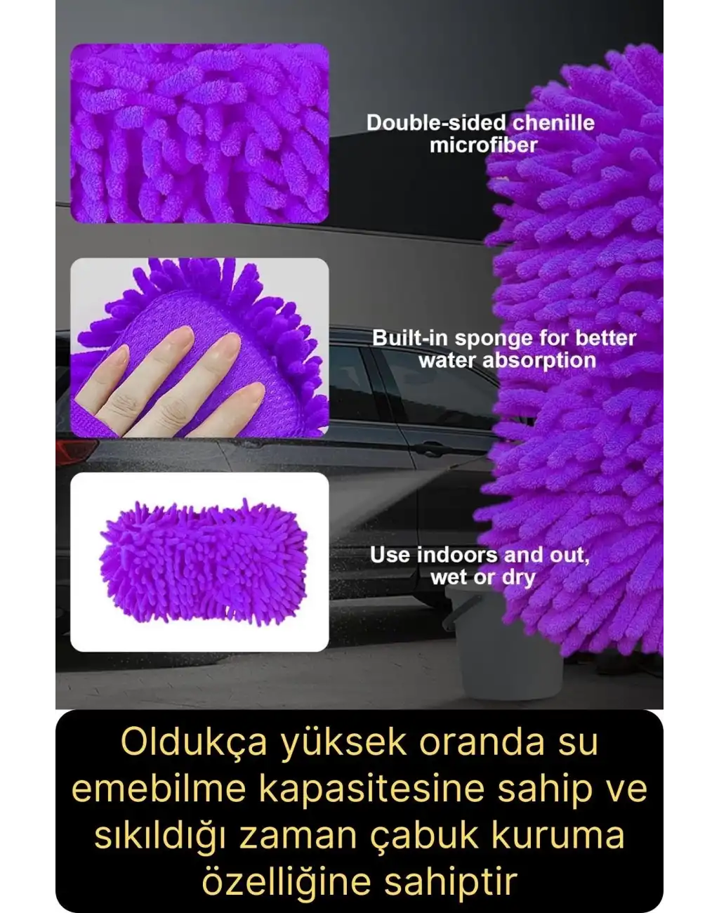 Premium Araba Yıkama Eldiveni Mikrofiber Hassas Kurulama Cila Çok Amaçlı Oto Çizmez İç Dış Köpürtme