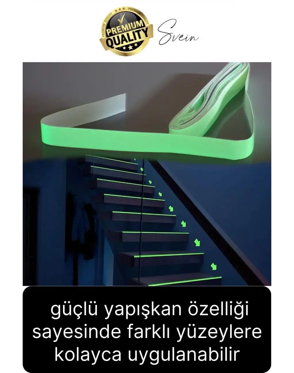 Karanlıkta Parlayan Yansıyan Fosforlu Şerit Bant 3 Metre Kendinden Yapışkanlı Reflektör Işık Veren