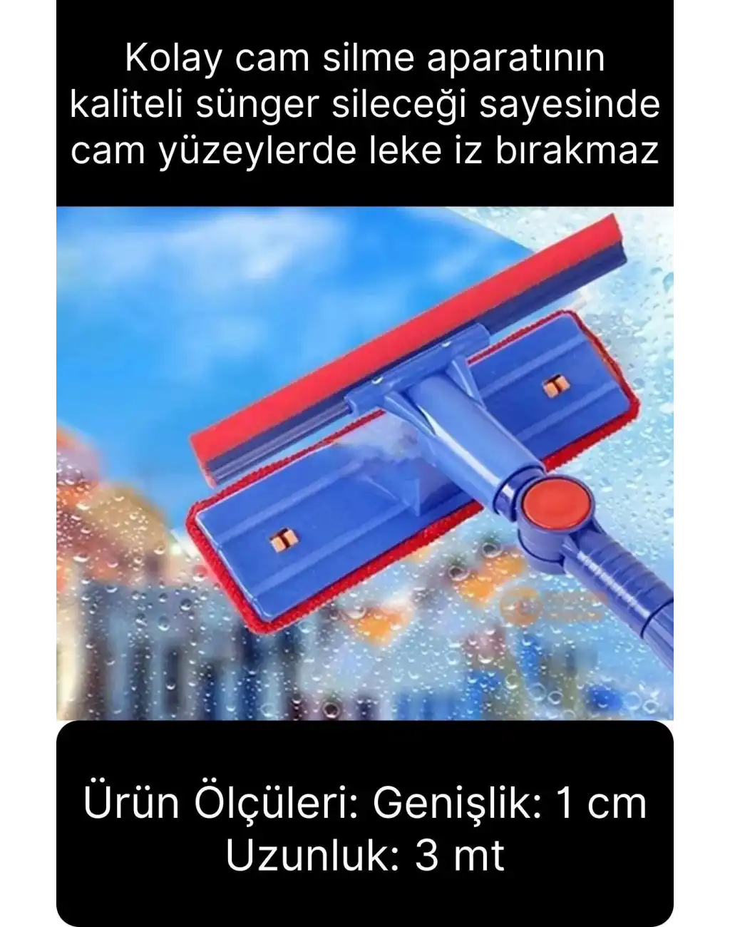 Teleskopik Çift Taraflı Pratik Cam Duvar Fayans Silme Aparatı Çekçekli Mop Uzayabilen Pencere