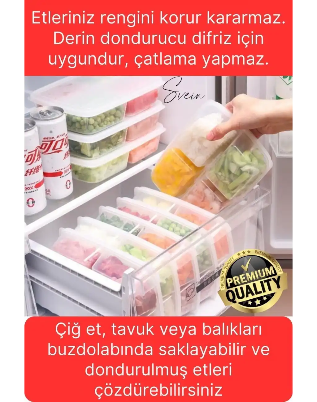 10 Adet 1 Lt 4 Bölmeli Difriz Dondurulmuş Öğünlük Et Sebze Saklama Kabı Derin Dondurucu Organizer