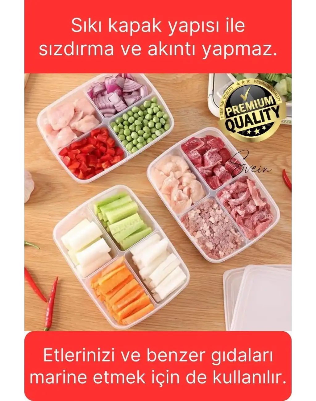 10 Adet 1 Lt 4 Bölmeli Difriz Dondurulmuş Öğünlük Et Sebze Saklama Kabı Derin Dondurucu Organizer