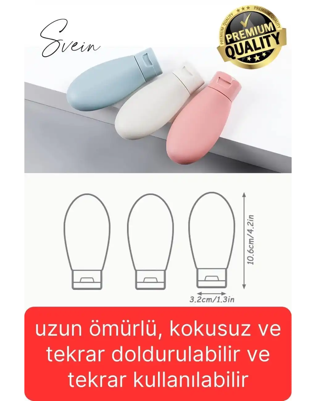 3 Adet Seyahat Şişesi Seti Krem Şampuan Saç Kremi Doldurulabilir Patlamaz Sızdırmaz Taşınabilir