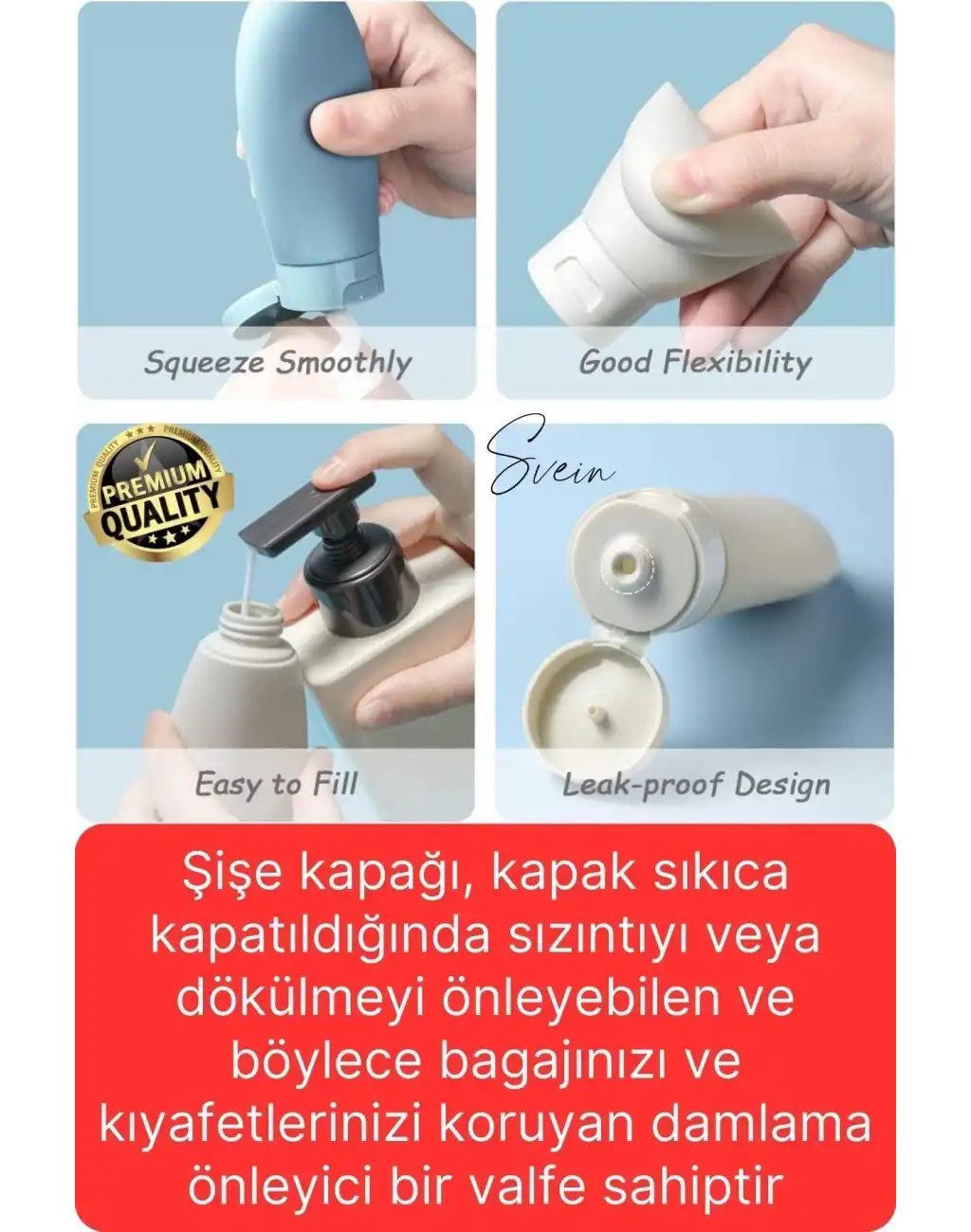 3 Adet Seyahat Şişesi Seti Krem Şampuan Saç Kremi Doldurulabilir Patlamaz Sızdırmaz Taşınabilir