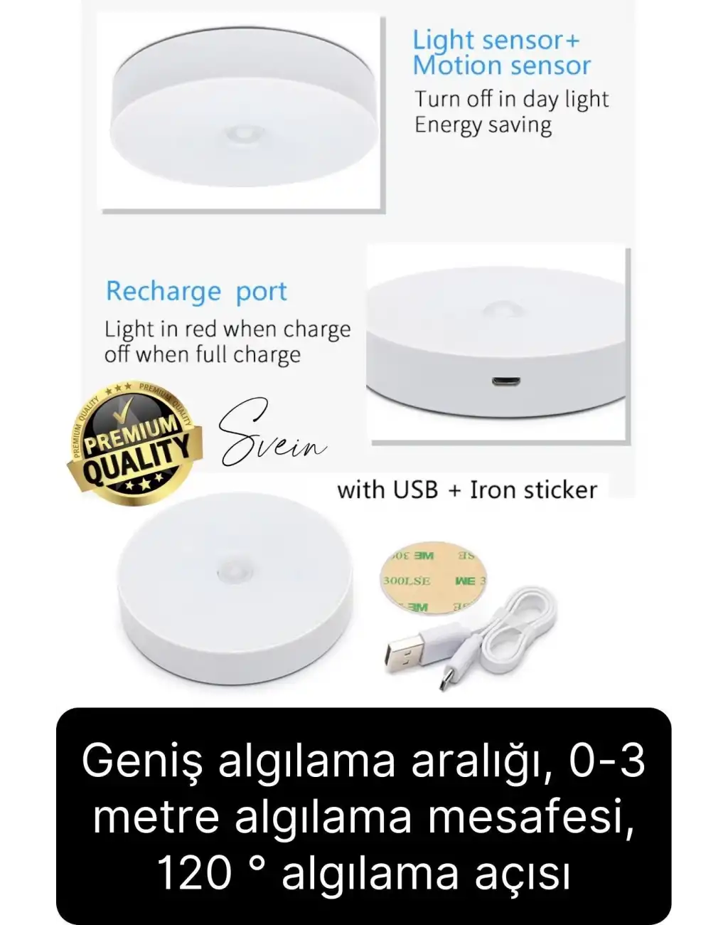 Premium Hareket Sensörlü Mini USB Şarjlı Led Işık Gece Lambası Koridor Bahçe Garaj Dolap Aydınlatma